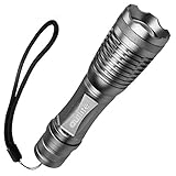 Outlite E6 High Powered Tactical Flashlight with 2pcs Rechargeable 18650 Battery and DC Charger, Ultra Bright LED Handheld Flashlight, 5 Light Modes Lantern Torch - Adjustable Focus Taclight