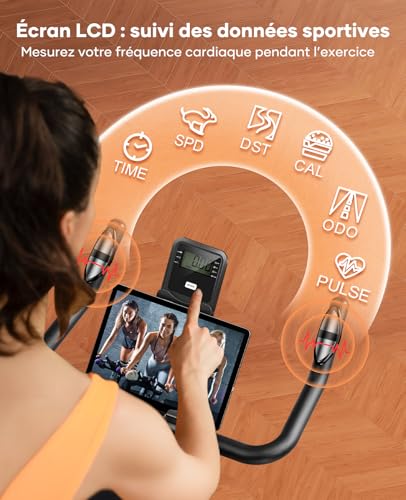 TOPUTURE Velo D Apartment Magnetic, Bicycle Apartment Connected APP, Adjustable Resistance, Indoor Bike with Silent, Exercise Bikes with Heart Rate Capacity 160kg