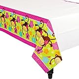 Amscan Sweet Monkey Love Birthday Party Plastic Table Cover Tableware Decoration (1 Piece), 54