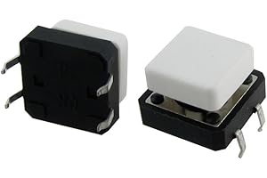 SOURCING MAP uxcell 20pcs Momentary Tact Tactile Push Button Switch 12 x 12mm x 8mm 4 Pin DIP W Cap