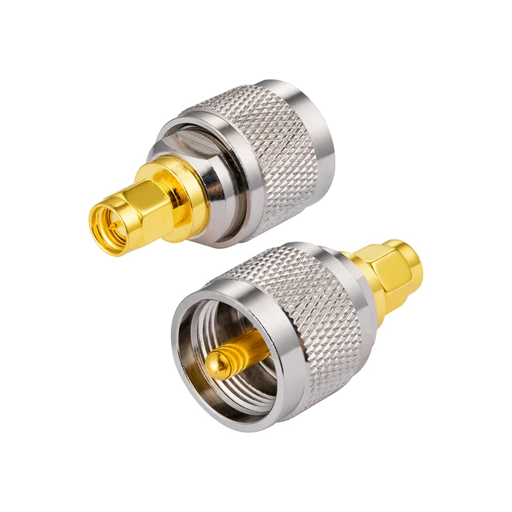 Vecys Two Way Radio SMA Male to UHF Male Straight Adapter PL259 for Ham Radio UHF Radio Walkie Talkie Handheld Radio Pl Plug Antenna CB Radio 2 Pcs