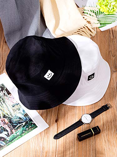 2 Stück Smiling Face Bucket Hüte Faltbare Strand Sonnenhüte Fisherman Hüte für Damen Herren – Bild 7