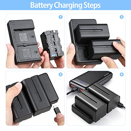 ENEGON NP-F750 Batería de Repuesto (Paquete de 2, 5600mAh) y Smart LED Cargador USB para Sony NP-F550 570 750 770 930 950 FM55H FM500H QM71 QM91 QM71D y Led Light, Monitor, Motorized Slider