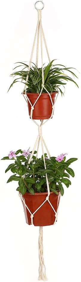 Decdeal Pflanzenaufhänger Baumwolle Seil Hängeampel Handweberei für