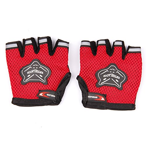 Ylucky Half Finger Cycling Gloves Outdoor Adjustable Sport Bicycle Gloves Gel Padded Mountain Road Bike Riding Gloves Shock-Absorbing Breathable Anti Slip Summer Mitten for kids Children