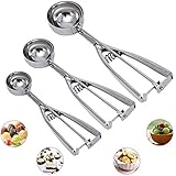 Cookie Scoop Set, Tuilful Ice Cream Scoops Set of 3 with Trigger, 18/8 Stainless Steel Cookie Scoops for Baking, Include Larg