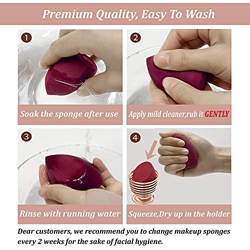 Makeup Sponges 4 Pcs With 1 Sponge Holder,Latex Free Foundation