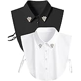Eyibenlilan Handcrafted Faux Diamond and Pearl Fake Collar Shirts Versatile Dickey Collar Half Shirt Collar for Women