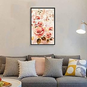Floating Framed Canvas Wall Art for Living Room, Bedroom Vintage Flower Canvas Prints for Home Decoration Ready to Hang - 16x24 inches