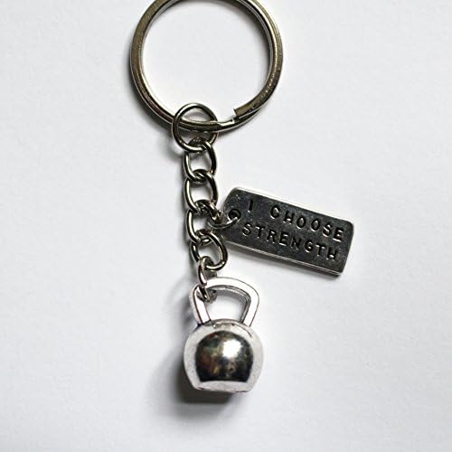 Kettlebell and I Choose Strenght Keychain (Silver)