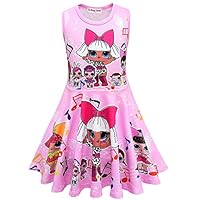 UPSTONE LOL Dress Clothing Outfit for Girls-Casual Sleeveless Party Birthday Dress Pink