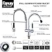 Fapully Commercial Spring Pre-Rinse Single Lever One Hole Pull Down Kitchen Faucet Pull Out Sprayer with Double Spout Sink Faucet Polished Chrome