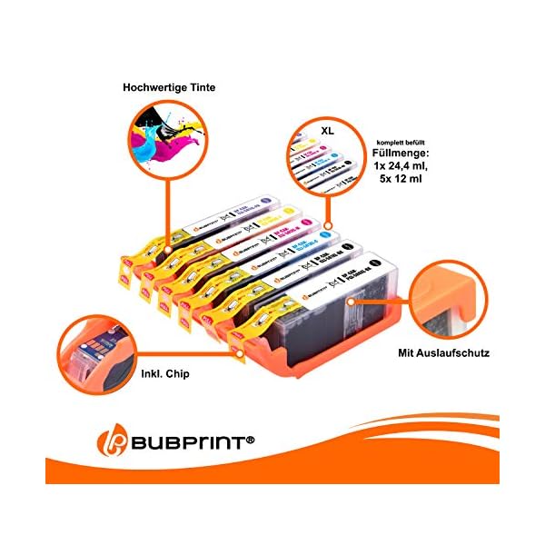 Bubprint 6 Druckerpatronen kompatibel als Ersatz für Canon PGI-580 CLI-581 XL Pixma TS8100 TS8150 TS8151 TS8152 TS8200 TS8250 TS8251 TS8252 TS8350 TS8351 TS8352 TS 9120 9150 9155 mit Fotoblau – Bild 4