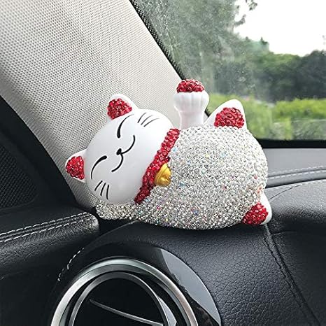 Amazon Co Jp Cactusus 新しいダイヤモンドラッキーキャット振る手の車の装飾品の高級クリスタルオートインテリアの装飾ラインストーンの 飾りは車に置か Color Name Silver ホーム キッチン