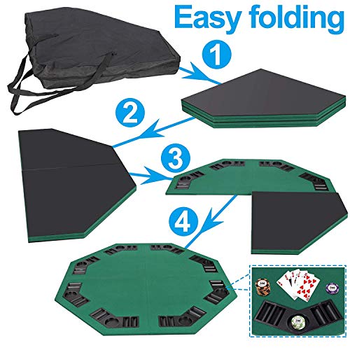 Smartxchoices-48-Folding-Poker-Table-Top-Octagon-Layout-8-Players-Casino-Games-Texas-Hold-em-Blackjack-Gambling-Poker-Mat-Cover-with-Cup-Holders-Carrying-Case-Family-Game