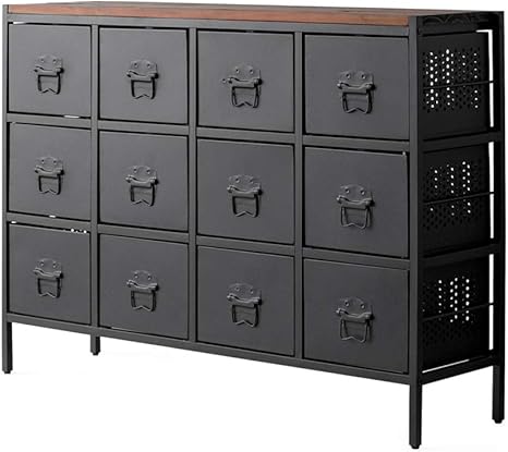 Amazon エア リゾーム チェスト リビング 収納 収納棚 ヴィンテージウッドアイアンチェスト Bills ビルズ 12ドロワータイプ チェスト タンス オンライン通販