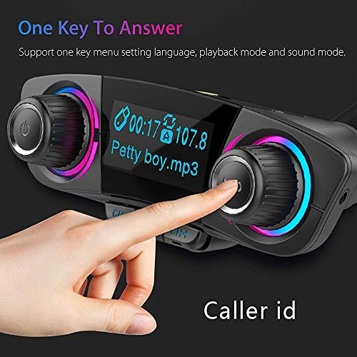 Bluetooth FM Transmitter Virwir Car MP3 Player Wireless Radio Audio Adapter/Bluetooth 4.0/Dual USB 2.1A USB Port/Hands-Free/AUX Input&Output/Voice Navigation/Suport U Disk&TF-Card/Folder Playback - Thumbnail 4