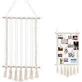 MOUMOUTEN Hanging Photos Display Wall Decor, Beautiful Memories Pictures Photos Display Organizer Wood Rustic Frames for Home Bedroom Dormitory 5 Strings with 10 Clips No Holes