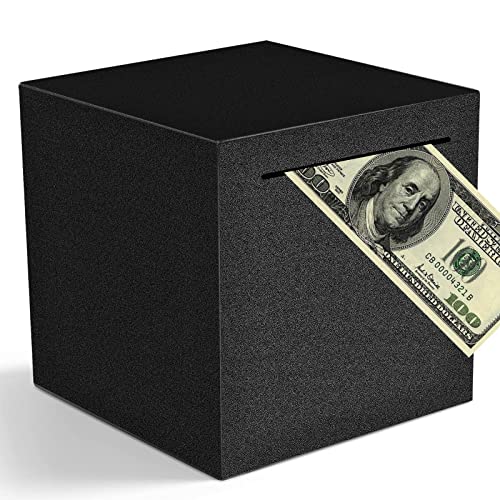 Piggy Bank for Adults Must Break to Open,Safe Box Money Savings Bank for Kids,Can Only Save The Piggy Bank That Cannot be Taken Out (Black, 4.72-inches)