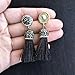 Women's Dangle Drop Short Tassel Earrings with Shell Pearl Black Rhinestone Top