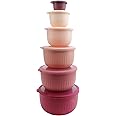 COOK WITH COLOR Prep Bowls with Lids- Wide and Deep Nesting Plastic Small Mixing Bowl Set with Lids, 12 Piece Set - Deep Bowls, Rose