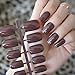 CoolNail Coffee Brown False Nails Tip Chocolate UV Effect Fake Nail Full Cover Medium Length Square ABS Artificial DIY Nail Manicure