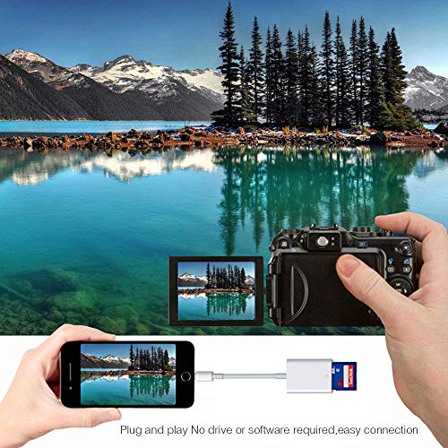 SD Card Reader, Lightning Adapter for iPhone (Requires iOS 9.2 or Later), Trail Game Cameras Viewer for iPhone X/8 Plus/8/7 Plus/7/6s Plus/6s/6 Plus/6/5/5S iPad Mini/Air, No App Required [Upgraded] - Thumbnail 2