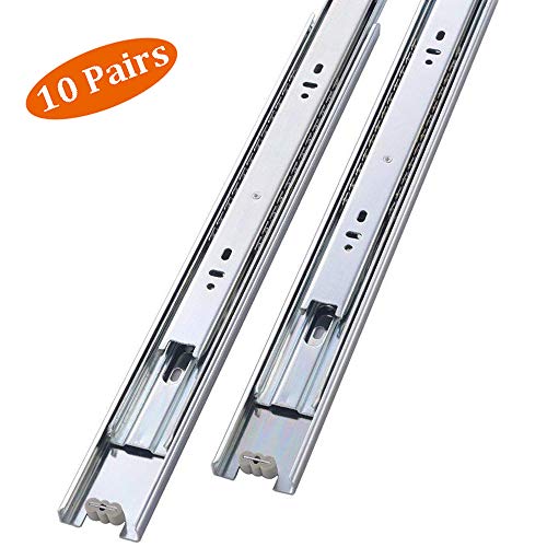 Mondaufie 10 Pair of 18 Inch Hardware Ball Bearing Full Extension Side Mount Drawer Slides - Thumbnail 7