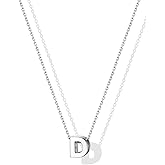 SILVERCUTE Valentines Day Gifts for Her - Small 925 Sterling Silver Initial Necklace for Women,Tiny Silver Initial Pendant Tiny Letter Necklace with Adjustable Chain,16"-18"