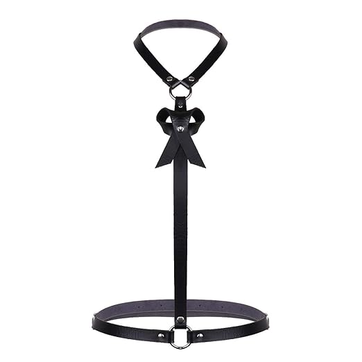 dPois Damen Körpergeschirr Neckholder Top Oberteile mit Taille Gürtel Frauen Brust Harness Leder Body Brustgurte Straps Einst
