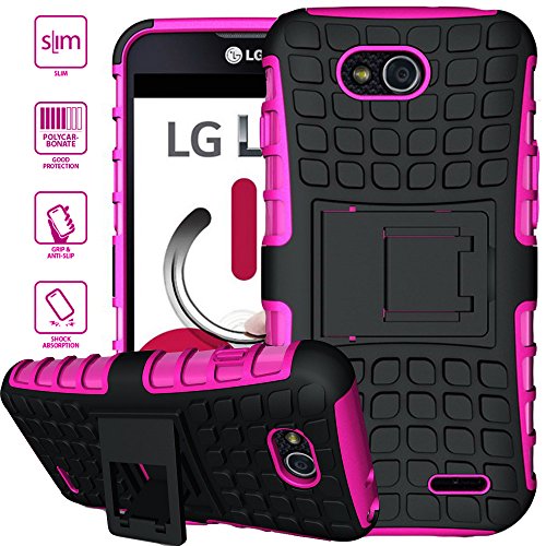 ElBolt TM 3 in 1 Bundle LG Optimus L90 (T-Mobile) D415 Armor Grenade Stand Hard Gel Case - Hot Pink (Free Ultra-Sensitive Stylus Pen and Premium Screen Protector by ElBolt TM)