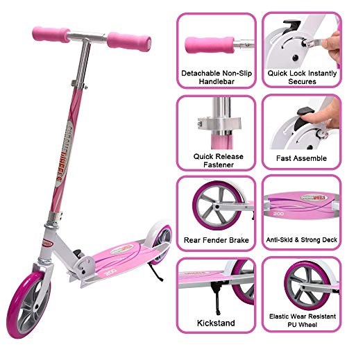 ChromeWheels Kick Scooter, Deluxe 8" Large 2Wheels Wide Deck 5