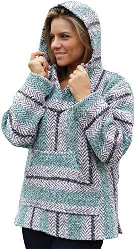 Baja Pullover - Mint/Gray Hooded, Pouch Pocket, Inside Brushing