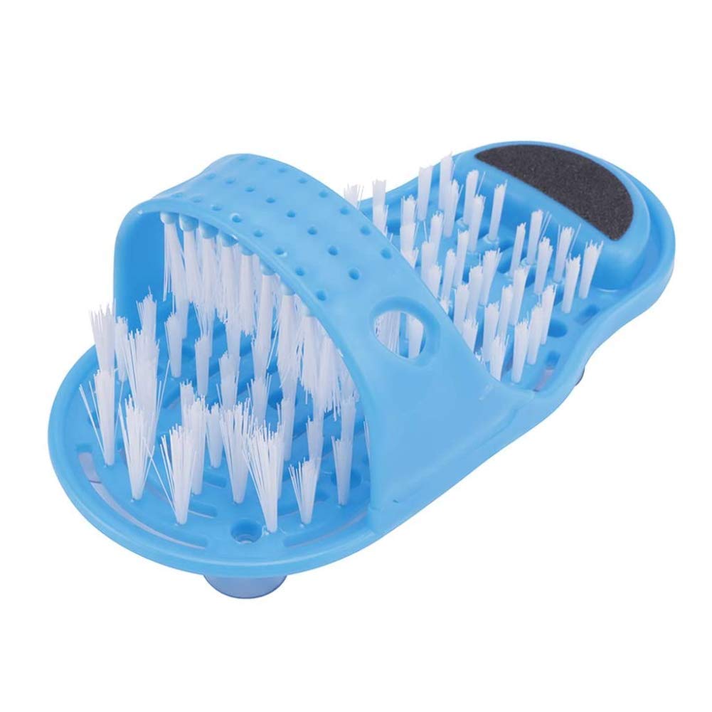 Bathroom Foot Cleaner, NALCY 1 x Shower Feet Brush, Foot Cleaning Slipper, Bath Brush with Built-In Pumice, Foot Soles Massage Tool with Non Slip Suction Cups Stick on Floor