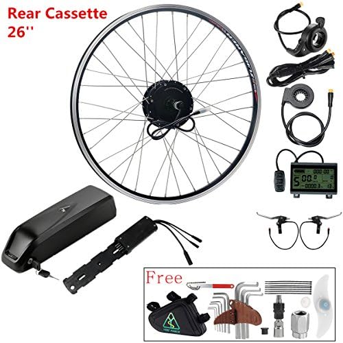 YOSE POWER 36V350W E bike Conversion Kit Rear Motor 26 Inch Cassette Wheel with 36V13Ah 481Wh E-bike Li-ion Battery for Electric Bicycle Suitable for Disc and V Brake
