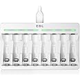 EBL Battery Charger AA AAA with Individual Fast Charging, 8 Bay Universal AA AAA Battery Charger for Ni-MH Ni-CD Rechargeable