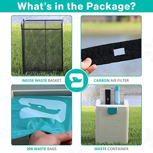 PawPail Dog Poop Trash Can, for Outdoor Use, Includes 200 Poop Bags for