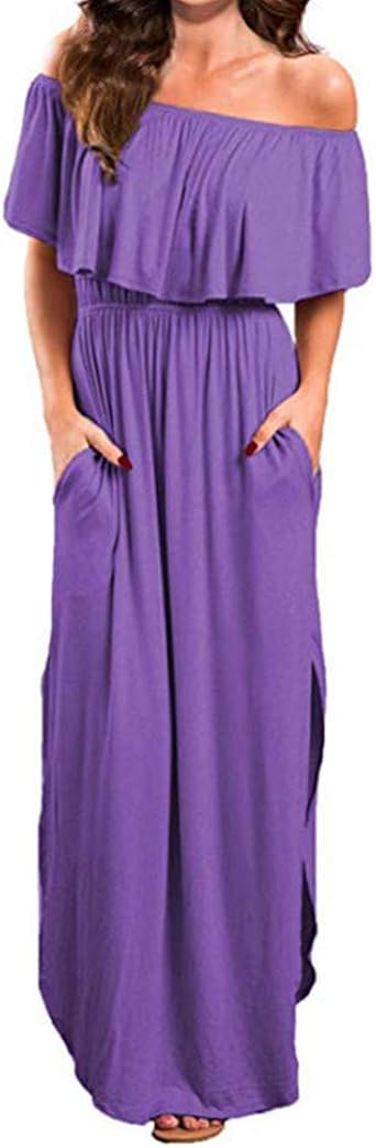 DISCOUNTL Women's Off The Shoulder Empire Waist A Line Chiffon Long Elegant Bridesmaid Dresses 