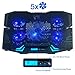 Rosewill Gaming Laptop Cooler Notebook Cooling Pad, 5 Silent Blue LED Fans w/Powerful Air Flow, Control Panel w/LCD Screen, Portable Height Adjustable Laptop Stand, Comfortable for Wrists