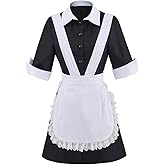 ZIUFVML Womens Cosplay Magenta Costume Rocky Horror Costume Magenta Maid Dress with Apron Full Set