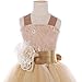 FAYBOX Pageant Wedding Flower Girl Dress Crossed Back Bow Feather Sash Fluffy 4 Gold