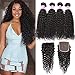Flady Brazilian Curly Hair 4 Bundles with Closure 18 20 22 24+16inch 10a Unprocessed Virgin Brazilian Kinkys Curly Human Hair Bundles with 4x4 Free Part Closure