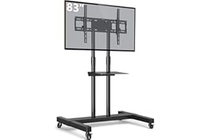 TAVR Furniture Mobile TV Stand Rolling TV Cart Floor Stand with Mount on Lockable Wheels Height Adjustable for 32-83 Inch TV Stand Flat Screen or Curved TVs Monitors Display Trolley Loading 110 lbs