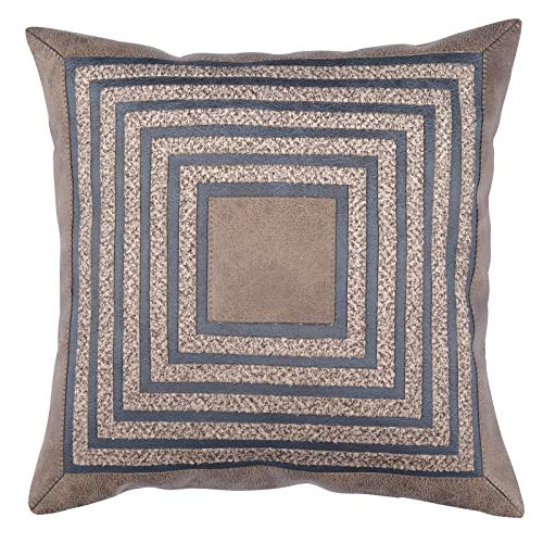 Cushion Cover, Handmade Cushions, Decorative Cushions, Velvet Touch Laser Cut Embroidery Accent Home Sofa Cushion Cover Pillowcase (Standard, 45 x 45 cm) Mink/Navy