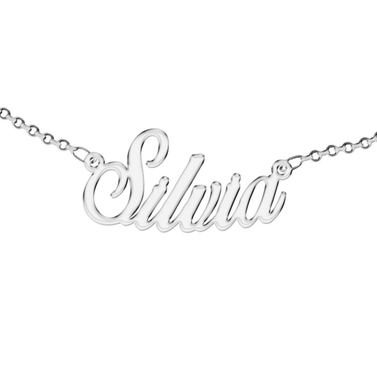 Personalized Necklace, for Woman, with Name. Wear Your Name. Stainless Steel and Hypoallergenic. Silver colour. Designed in Italy. (Silvia)