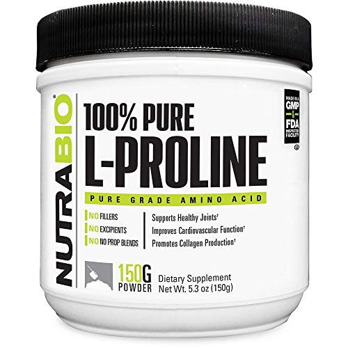NutraBio 100% Pure L-Proline Powder - 150 Grams