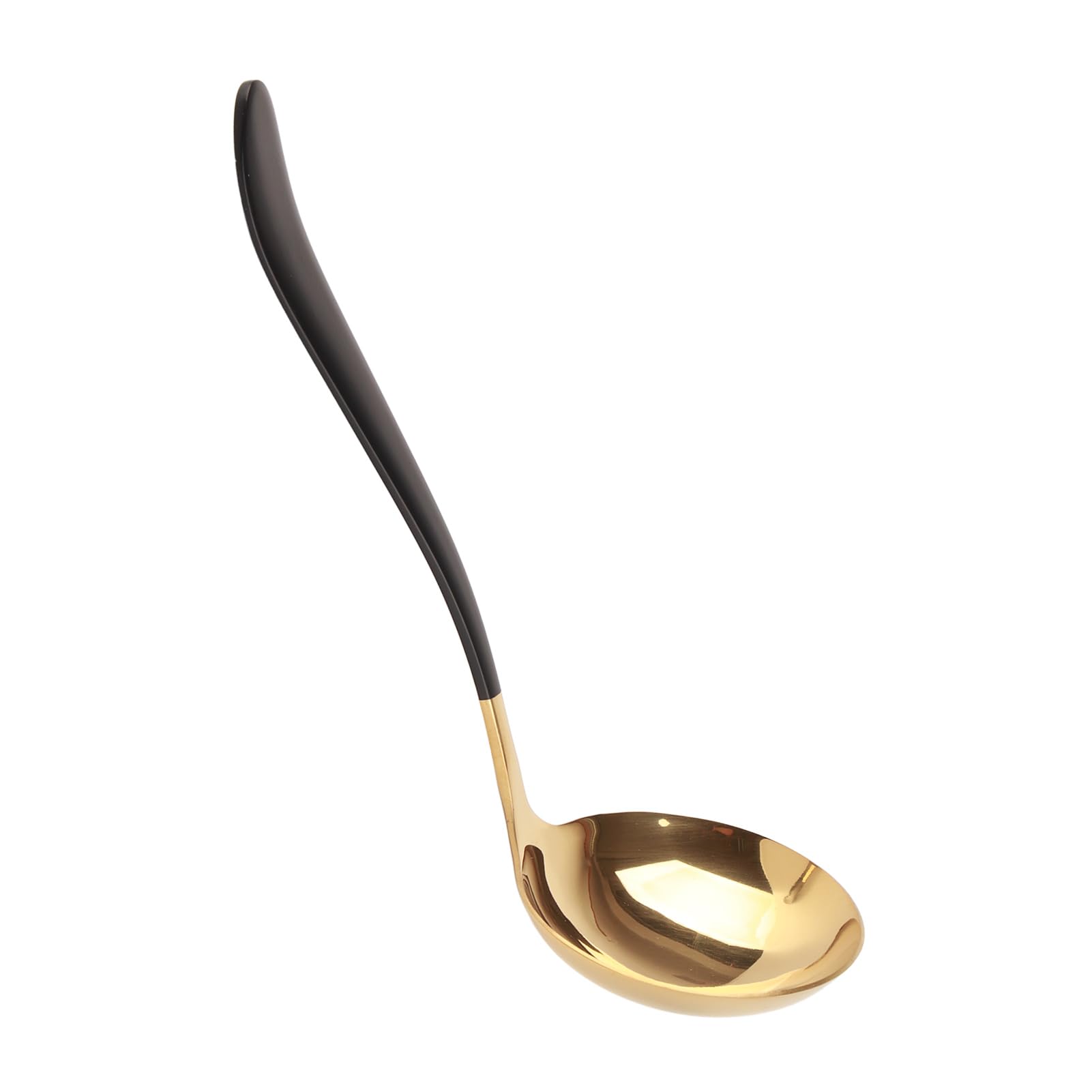 Soup Ladles, Cooking Ladle for Soup, (6cm/19cm) Black-Gold Deep Spoons Stainless Steel Soup Serving Spoon with Long Handle Kitchen Tablewares for Stews Hotpot