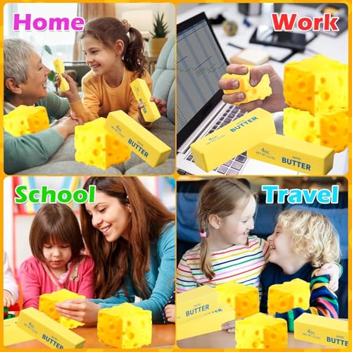 ORCHID M® 2PCS Butter Squishy Toy Big Cheese Squeeze Toys Stress Balls Slow Rising Squishy Fidget Toys ,Cute Squishy Soft Stress Relief Squeeze Ball Gift Party Favors for Kids and Adults