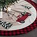 GMOEGEFT 48 Inches Christmas Tree Skirt Burlap with Buffalo Check Trim Rustic Truck and Dog Printing Xmas Home Decoration Ornaments (Truck & Dog)