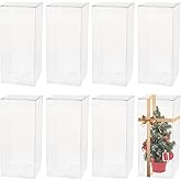 BENECREAT 20 Pack 2.7x2.7x6.3 Plastic Boxes Rectangle Plastic Party Favor Boxes for Wedding Party Treat Candy Cupcakes, Mother's Day Festival Gift Packaging